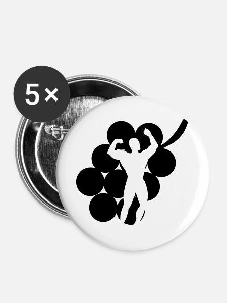 Gesundes Obst Trauben Fitnessstudio Bodybuilding - Buttons groß 56 mm (5er Pack) - Weiß