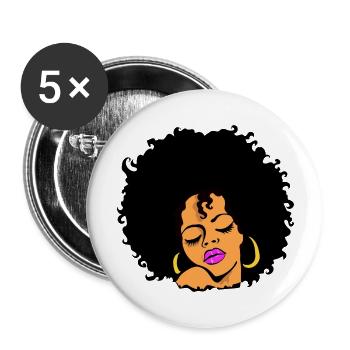 black lady african style gift for her - Lot de 5 grands badges (56 mm) - blanc - Devant