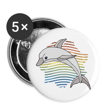 Delfin - Buttons groß 56 mm (5er Pack) - Weiß - Vorne