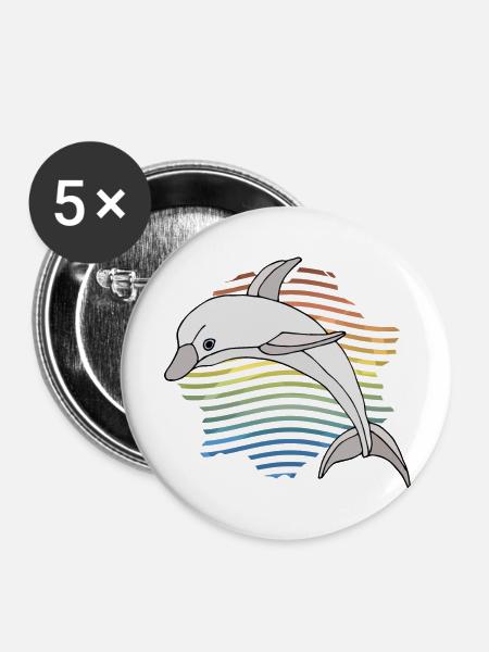 Delfin - Buttons groß 56 mm (5er Pack) - Weiß