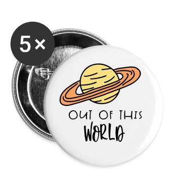 SATURN OUT WORLD AWAY EARTH PLANET PLANETS MOTIF - Buttons large 2.2''/56 mm (5-pack) - white - Front