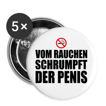 Vom rauchen schrumpft der penis - Buttons groß 56 mm (5er Pack) - Weiß - Vorne
