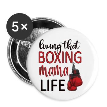 Proud Boxing Mom Gift Boxing Mom From Boxer Mama - Buttons large 2.2''/56 mm (5-pack) - white - Front