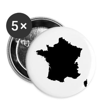 France Flag Map - Buttons large 2.2''/56 mm (5-pack) - white - Front