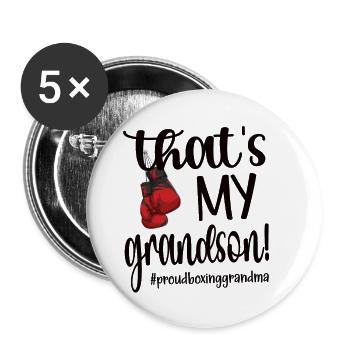 Boxoma Proud Boxing Grandma Boxer Grandma Gift - Buttons large 2.2''/56 mm (5-pack) - white - Front
