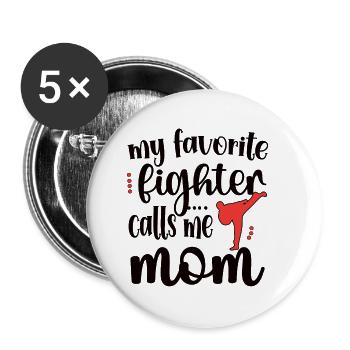 Fière Taekwondo Maman Taekwondo Mère Cadeau - Lot de 5 grands badges (56 mm) - blanc - Devant