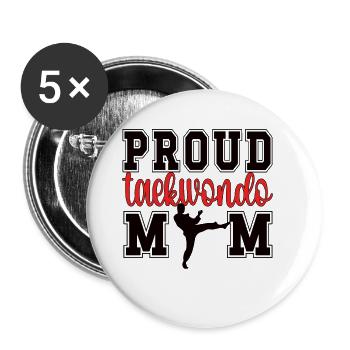 Fière Taekwondo Maman Taekwondo Mère Cadeau - Lot de 5 grands badges (56 mm) - blanc - Devant