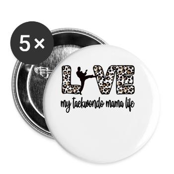 Taekwondo Maman Fière Taekwondo Mère Cadeau - Lot de 5 grands badges (56 mm) - blanc - Devant