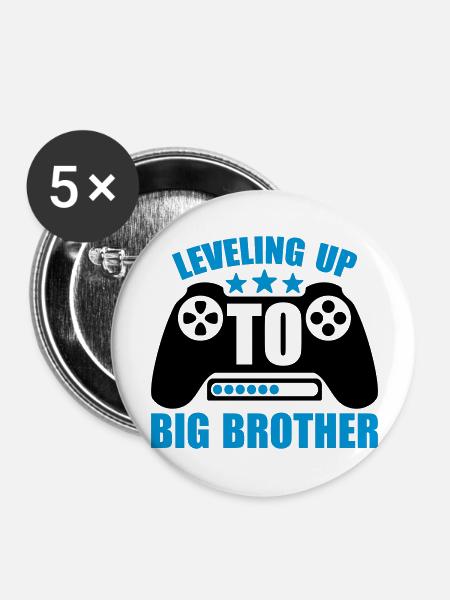 Leveling up big brother - Buttons groß 56 mm (5er Pack) - Weiß