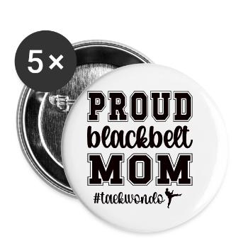 Taekwondo Maman Fière Taekwondo Mère Cadeau - Lot de 5 grands badges (56 mm) - blanc - Devant
