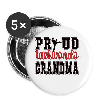 Fière Taekwondo Grand-mère Taekwondo Grand-mère Cadeau - Lot de 5 grands badges (56 mm) - blanc - Devant