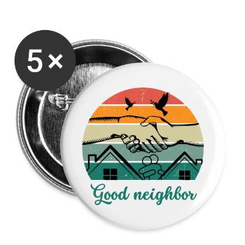 Guter Nachbar BW - Buttons groß 56 mm (5er Pack) - Weiß - Vorne