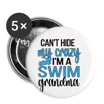 Meilleure natation Grand-mère Grand-mère Nageuse Grand-mère Natation Grand-mère - Lot de 5 grands badges (56 mm) - blanc - Devant
