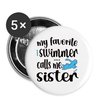 Best Swimming Sister Swimming Sister Swimmer - Buttons large 2.2''/56 mm (5-pack) - white - Front