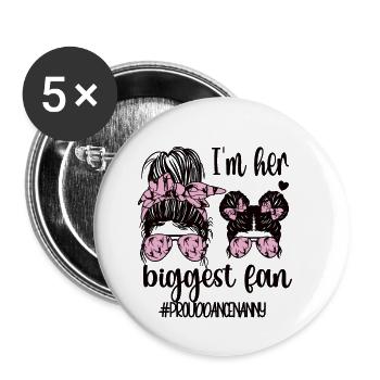 Fier danse nounou grand-mère de danseur danse nounou - Lot de 5 grands badges (56 mm) - blanc - Devant
