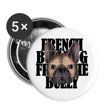 French Bulldog Frenchie Bully R6Z - Buttons large 2.2''/56 mm (5-pack) - white - Front