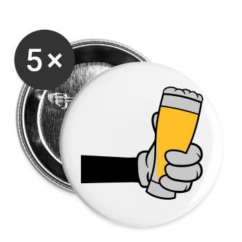 Bierglas anstoßen Comic Hand - Buttons groß 56 mm (5er Pack) - Weiß - Vorne