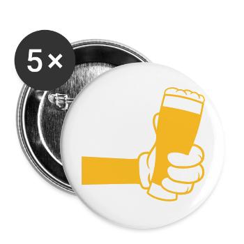 Anstoßen Bierglas Comic Hand - Buttons groß 56 mm (5er Pack) - Weiß - Vorne
