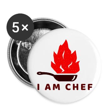 I am Chef Logo - Buttons large 2.2''/56 mm (5-pack) - white - Front