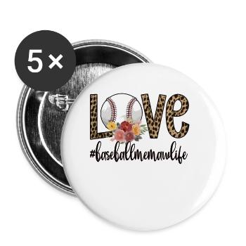 Memaw Grandma Of a Baseball Player Baseball Memaw - Buttons large 2.2''/56 mm (5-pack) - white - Front