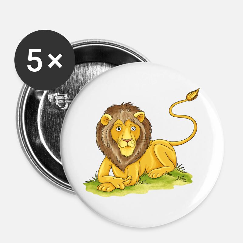 casual lion - Buttons large 2.2''/56 mm (5-pack) - white