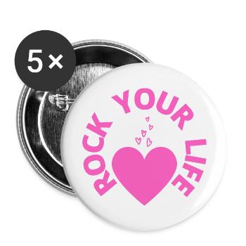 ROCK YOUR LIFE - Buttons groß 56 mm (5er Pack) - Weiß - Vorne