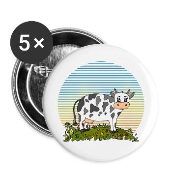 Vache - Lot de 5 grands badges (56 mm) - blanc - Devant