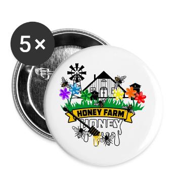 Ferme de miel - Lot de 5 grands badges (56 mm) - blanc - Devant