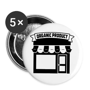 Bio kaufen - Buttons groß 56 mm (5er Pack) - Weiß - Vorne
