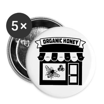 Magasin de miel biologique ou msrkt avec bannière et t - Lot de 5 grands badges (56 mm) - blanc - Devant