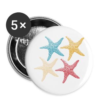 Retro Colors Starfish Animal Colorful Sea Silhouette 2 - Buttons large 2.2''/56 mm (5-pack) - white - Front