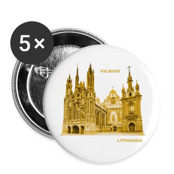 Lithuania Capital Vilnius Cathedral Baltic States - Buttons large 2.2''/56 mm (5-pack) - white - Front