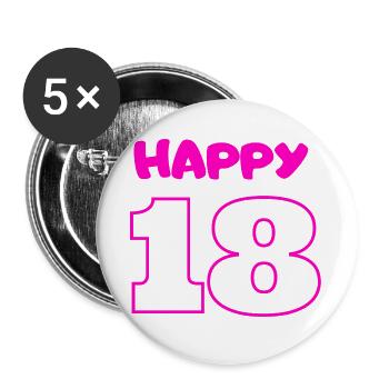 18 Anniversaire Rose - Lot de 5 grands badges (56 mm) - blanc - Devant