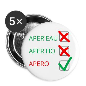 Apéro - Lot de 5 grands badges (56 mm) - blanc - Devant