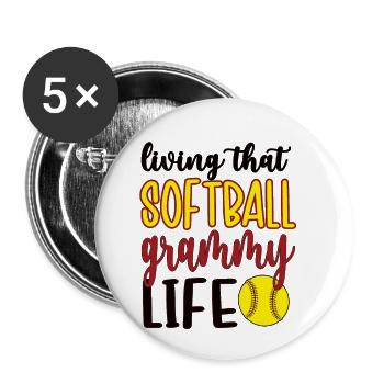 Grammy Oma Von Softballspieler Softball Grammy - Buttons groß 56 mm (5er Pack) - Weiß - Vorne