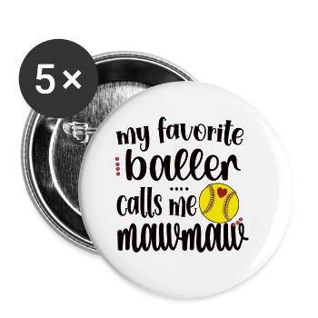 Mawmaw Oma Von Softballspieler Softball Mawmaw - Buttons groß 56 mm (5er Pack) - Weiß - Vorne