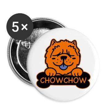 Chow chow et os - Lot de 5 grands badges (56 mm) - blanc - Devant