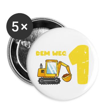 Aus dem Weg ich bin schon 1, Geschenkidee Vintage - Buttons groß 56 mm (5er Pack) - Weiß - Vorne