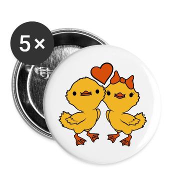 Heart 2 Chicks Pair - Buttons large 2.2''/56 mm (5-pack) - white - Front