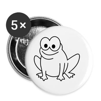 Frog Comic Animal - Buttons large 2.2''/56 mm (5-pack) - white - Front