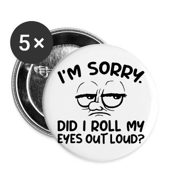 Roll My Eyes Out - Buttons groß 56 mm (5er Pack) - Weiß - Vorne