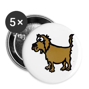 Chien - Lot de 5 grands badges (56 mm) - blanc - Devant