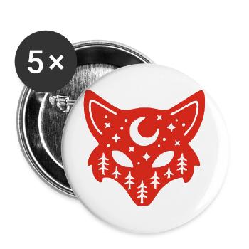 Rotfuchs-Totem der Natur - Buttons groß 56 mm (5er Pack) - Weiß - Vorne