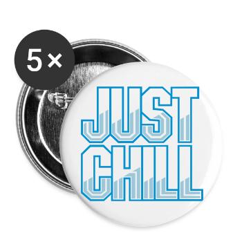 Just Chill Text Logo - Buttons groß 56 mm (5er Pack) - Weiß - Vorne