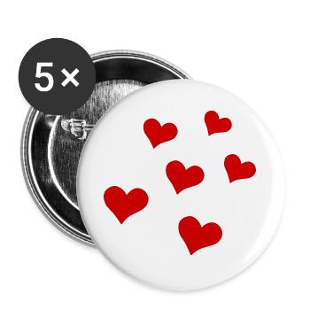 Verstreute Herzen - Buttons groß 56 mm (5er Pack) - Weiß - Vorne