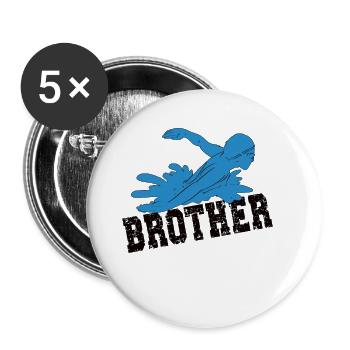 Proud Swimming Brother Brother Of a Swimmer - Buttons large 2.2''/56 mm (5-pack) - white - Front