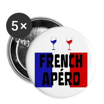 FRENCH APÉRO Vin Français bleu blanc et rouge - Lot de 5 grands badges (56 mm) - blanc - Devant