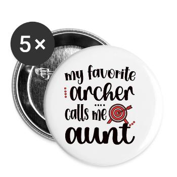 Meilleure tante de tir à l’arc des archers tante - Lot de 5 grands badges (56 mm) - blanc - Devant