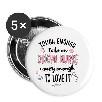 OB GYN Nurse Obstetrics Gynecology - Buttons large 2.2''/56 mm (5-pack) - white - Front