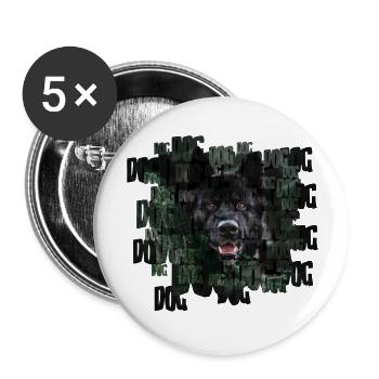 Chien - Lot de 5 grands badges (56 mm) - blanc - Devant